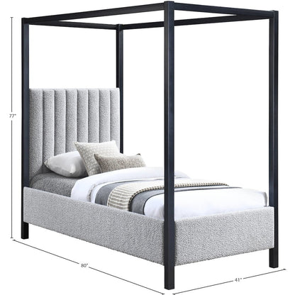 Kelly Grey Boucle Fabric Twin Bed