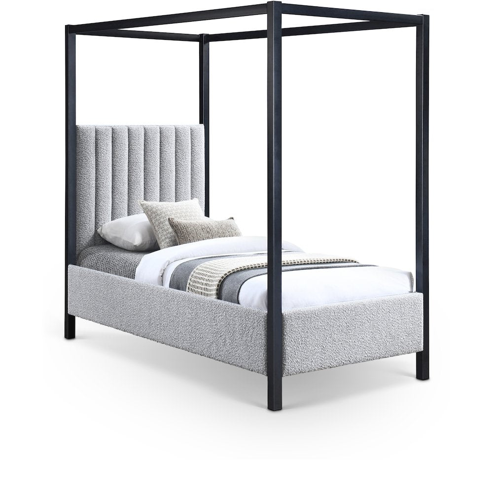 Kelly Grey Boucle Fabric Twin Bed