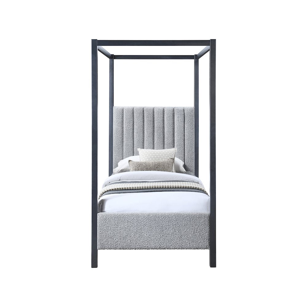 Kelly Grey Boucle Fabric Twin Bed