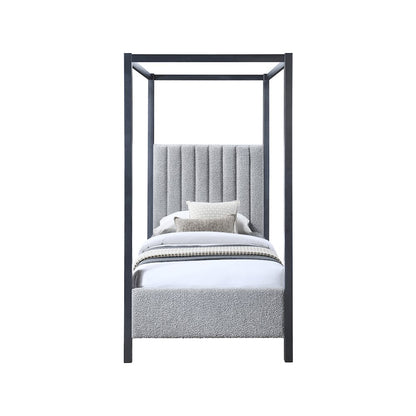 Kelly Grey Boucle Fabric Twin Bed