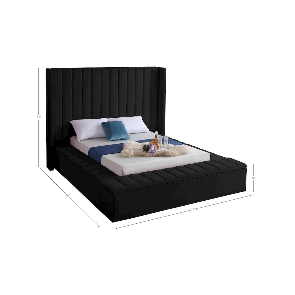 Kiki Black Velvet King Bed