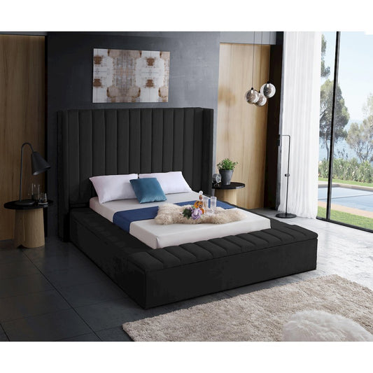 Kiki Black Velvet King Bed