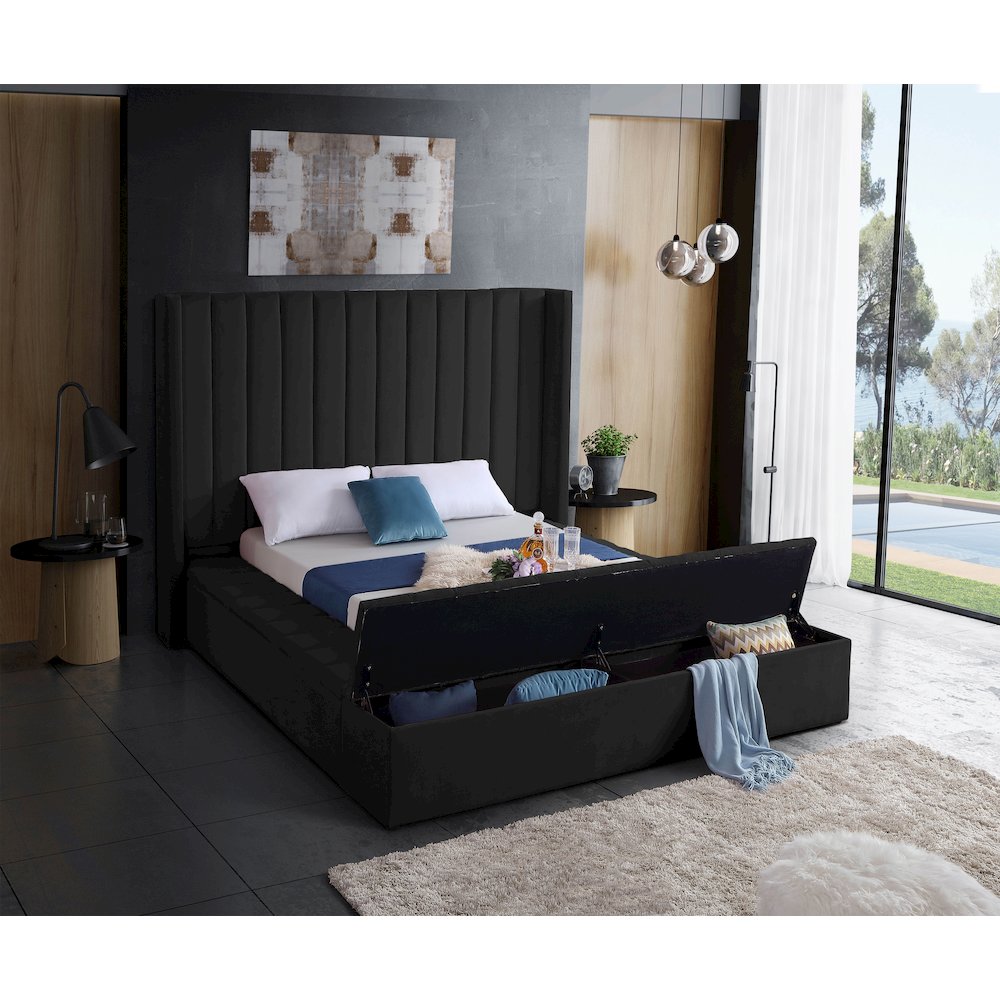 Kiki Black Velvet King Bed