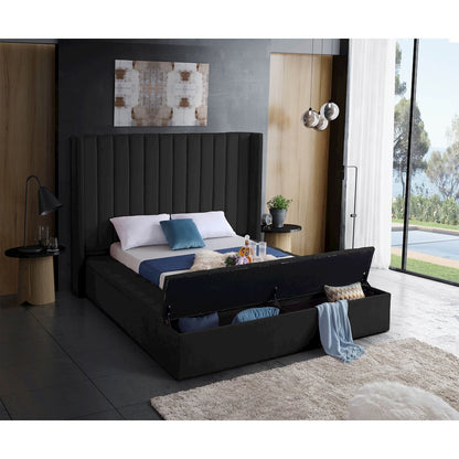 Kiki Black Velvet King Bed