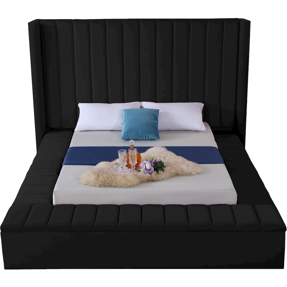 Kiki Black Velvet King Bed