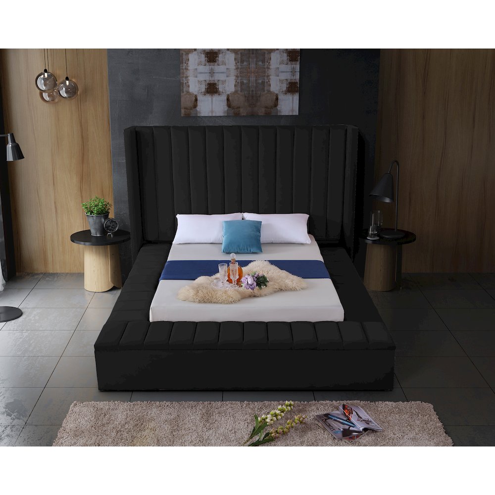 Kiki Black Velvet King Bed