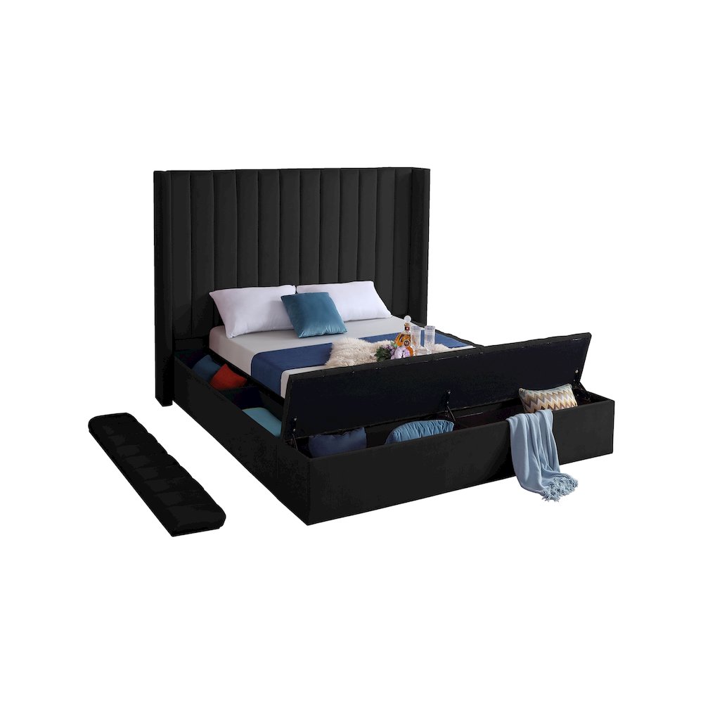 Kiki Black Velvet King Bed