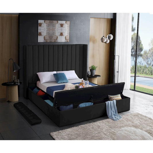 Kiki Black Velvet King Bed