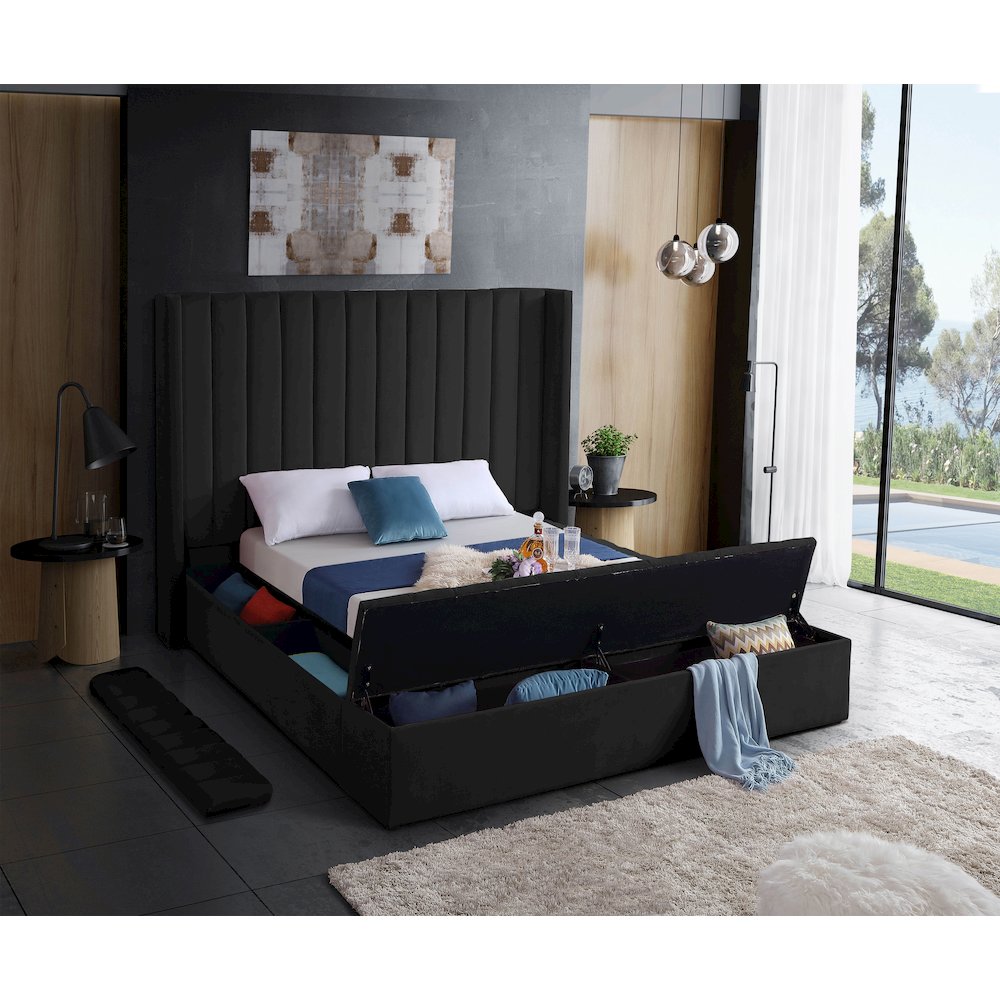 Kiki Black Velvet King Bed