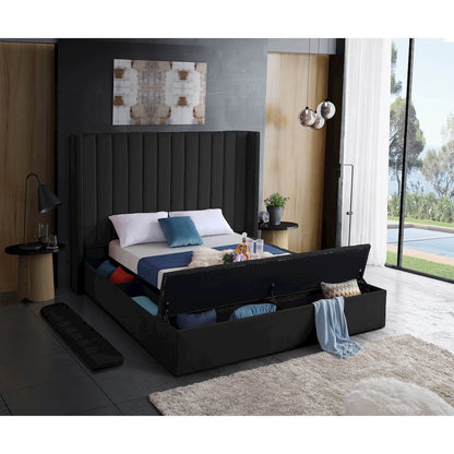 Kiki Black Velvet King Bed