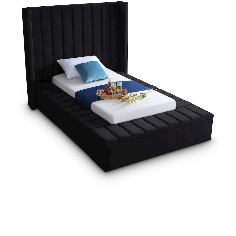 Kiki Black Velvet Twin Bed