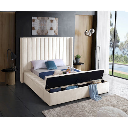 Kiki Cream Velvet Queen Bed