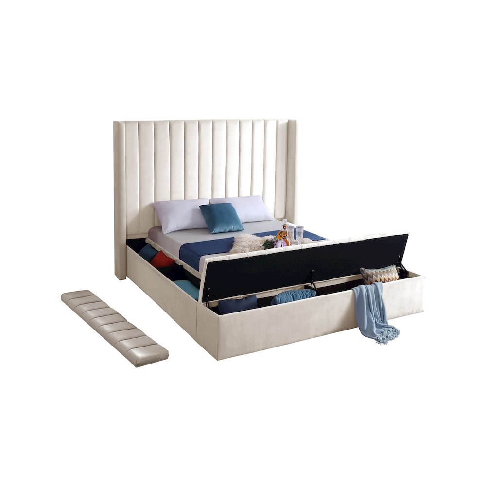 Kiki Cream Velvet Queen Bed