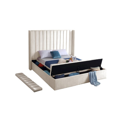 Kiki Cream Velvet Queen Bed
