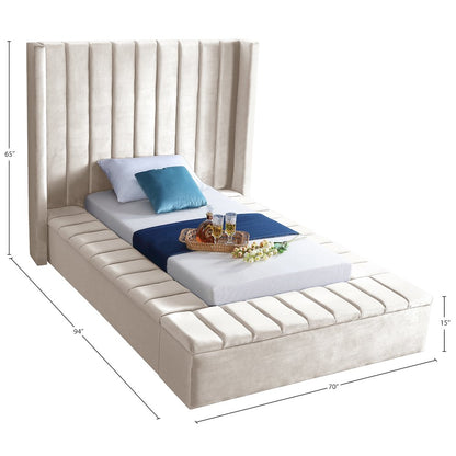 Kiki Cream Velvet Twin Bed