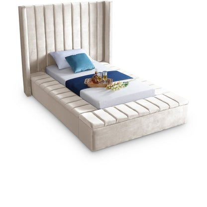 Kiki Cream Velvet Twin Bed