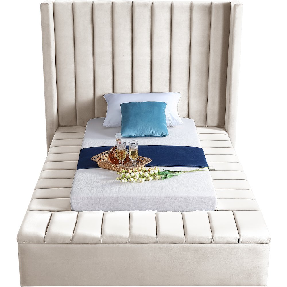 Kiki Cream Velvet Twin Bed