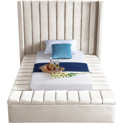Kiki Cream Velvet Twin Bed