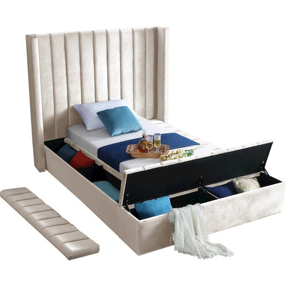 Kiki Cream Velvet Twin Bed