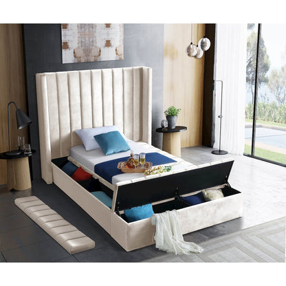 Kiki Cream Velvet Twin Bed