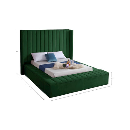 Kiki Green Velvet Queen Bed