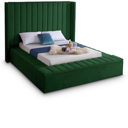 Kiki Green Velvet Queen Bed