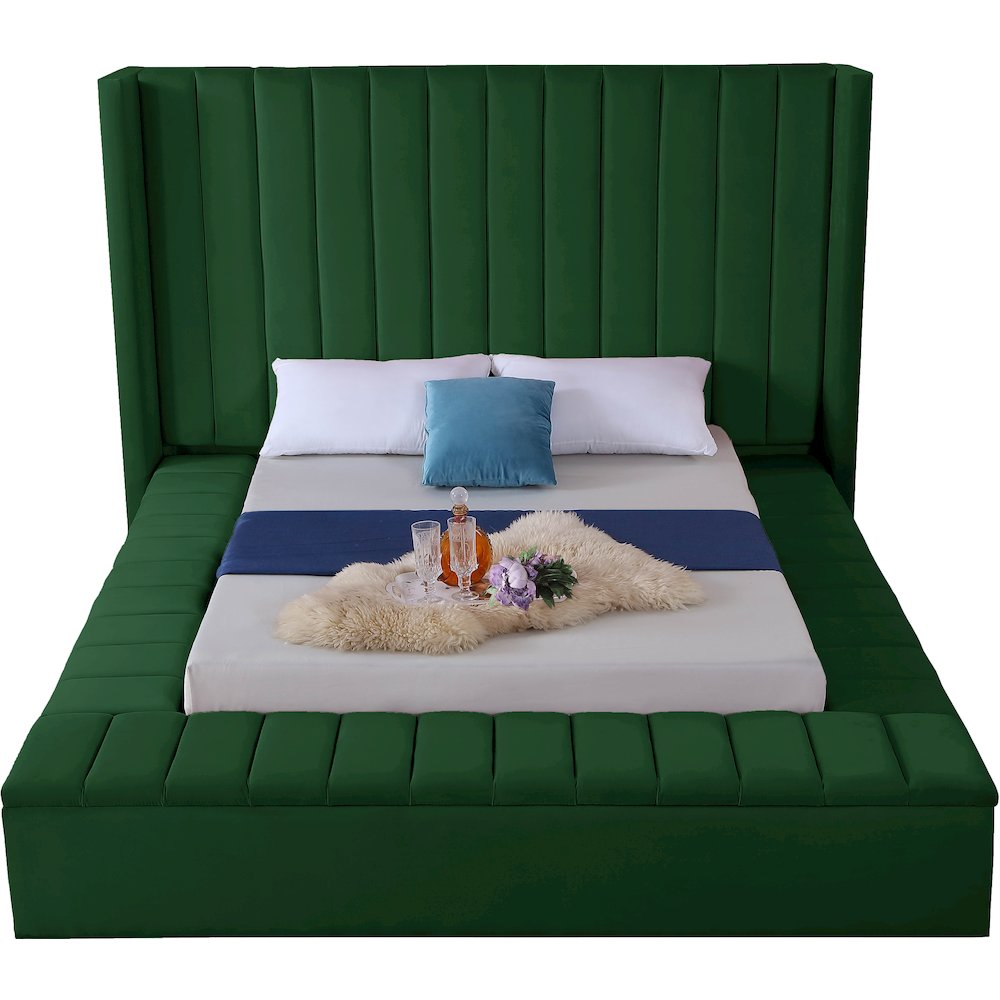 Kiki Green Velvet Queen Bed