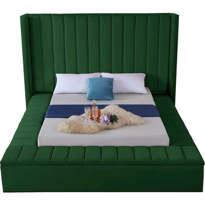 Kiki Green Velvet Queen Bed