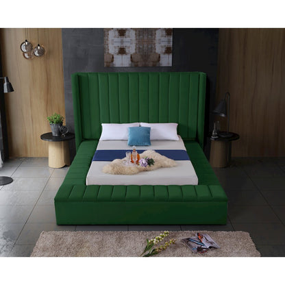 Kiki Green Velvet Queen Bed
