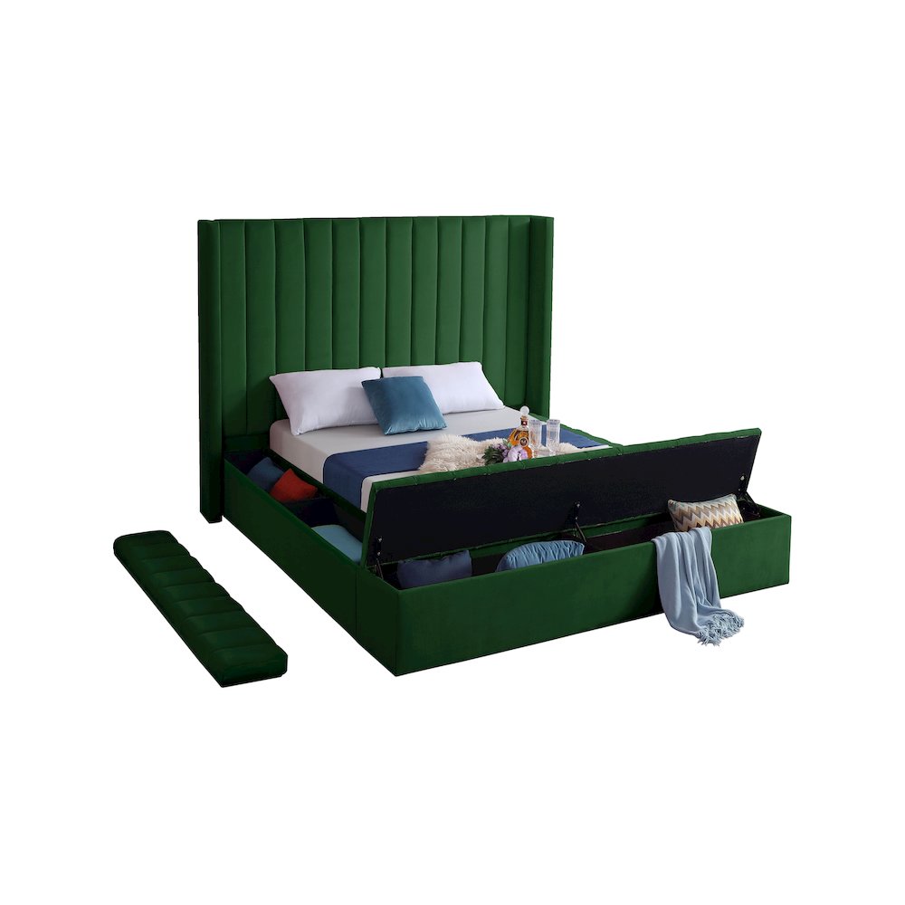 Kiki Green Velvet Queen Bed