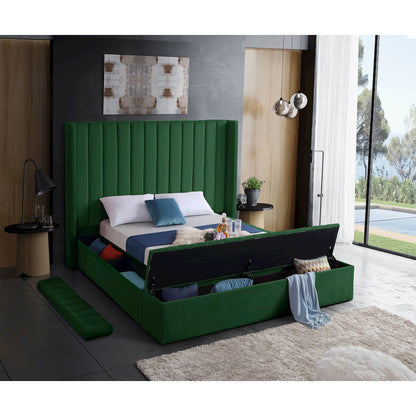 Kiki Green Velvet Queen Bed