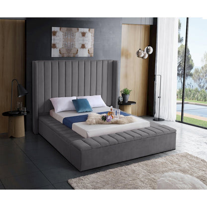 Kiki Grey Velvet Full Bed