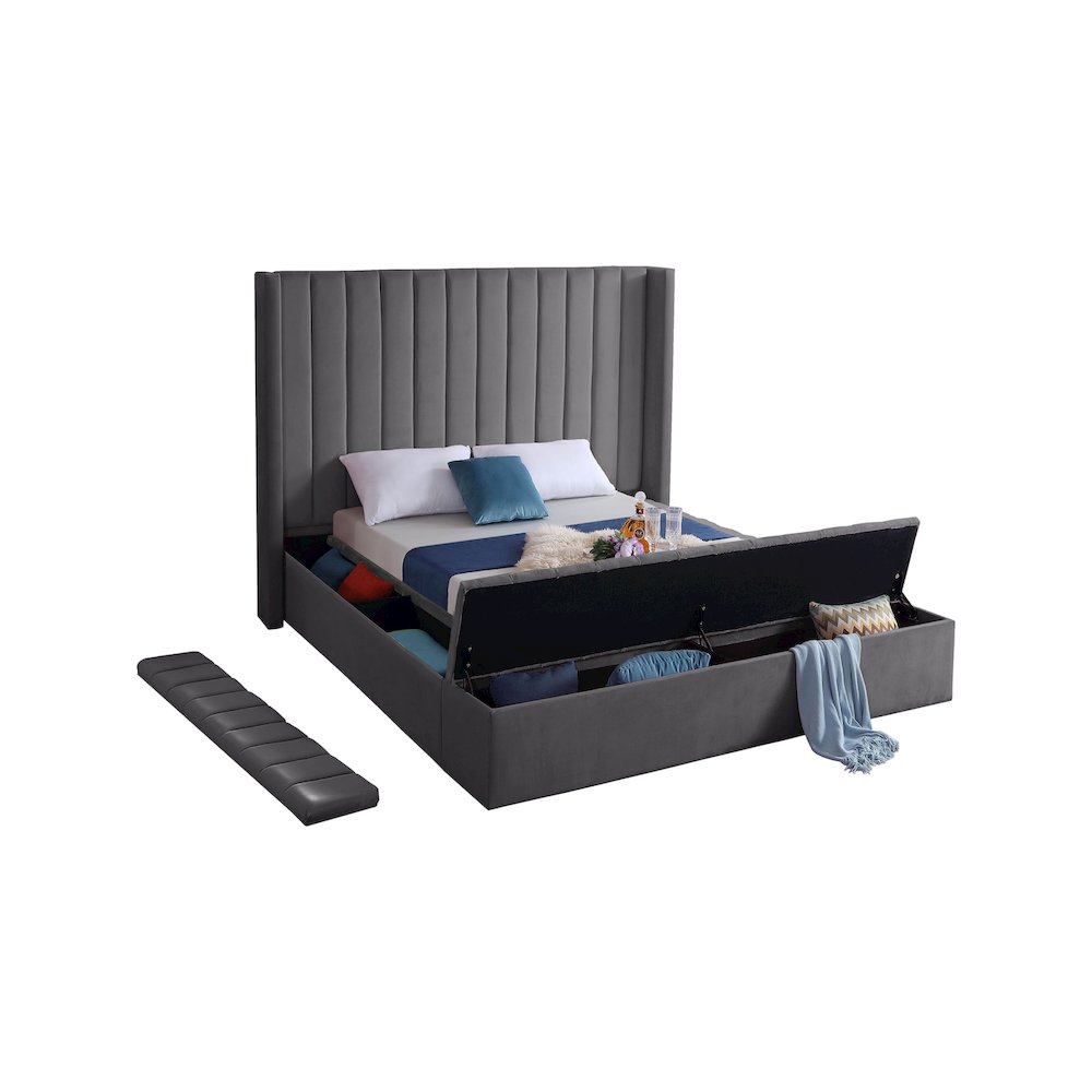 Kiki Grey Velvet Full Bed