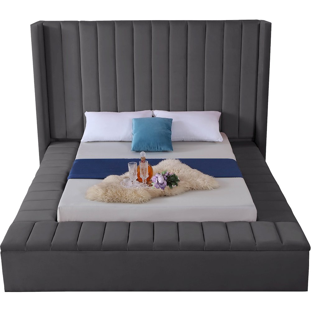Kiki Grey Velvet King Bed