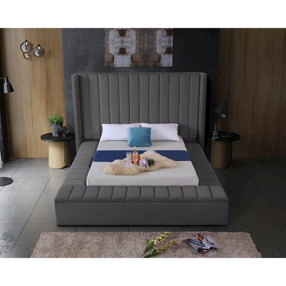 Kiki Grey Velvet Queen Bed