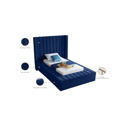 Kiki Navy Velvet Twin Bed