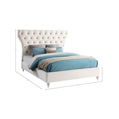 Kira Cream Velvet King Bed