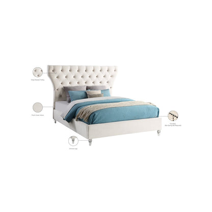Kira Cream Velvet King Bed