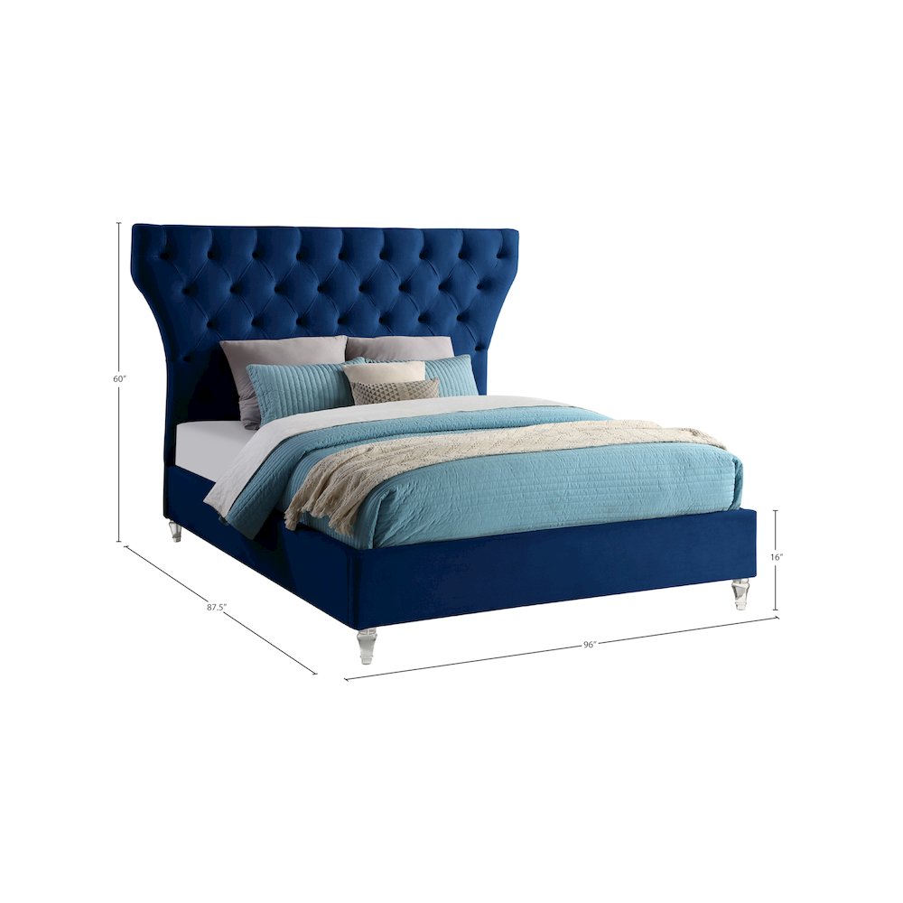 Kira Navy Velvet King Bed