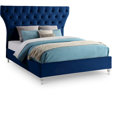 Kira Navy Velvet King Bed