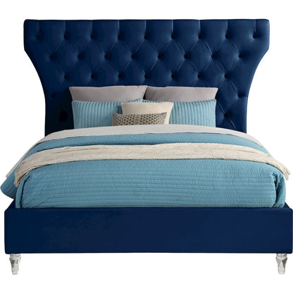 Kira Navy Velvet King Bed