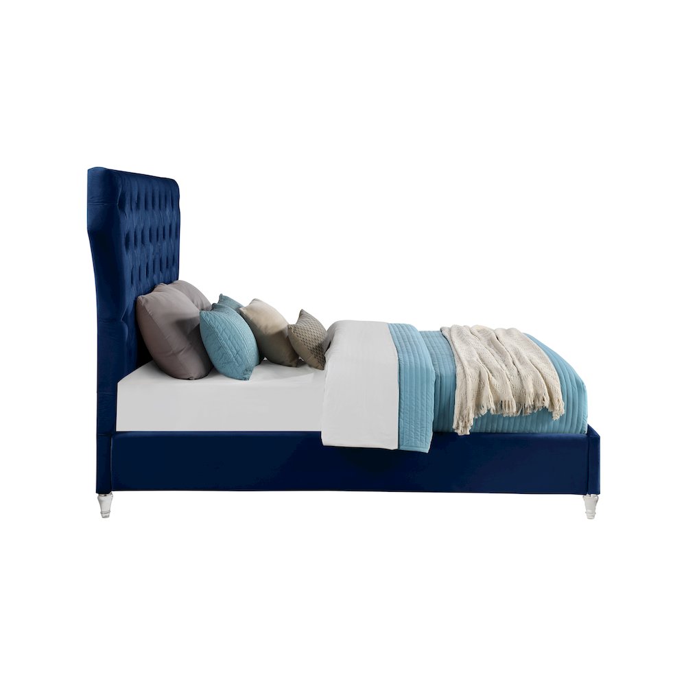 Kira Navy Velvet King Bed