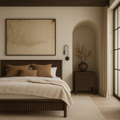 Kivo Walnut Solid Wood Full Bed
