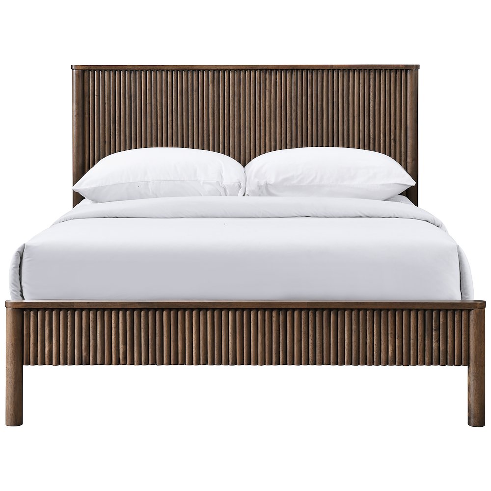 Kivo Walnut Solid Wood Full Bed