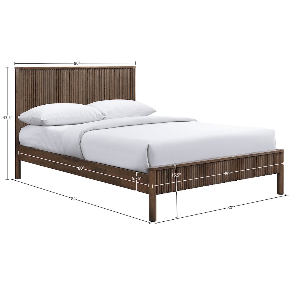 Kivo Walnut Solid Wood King Bed