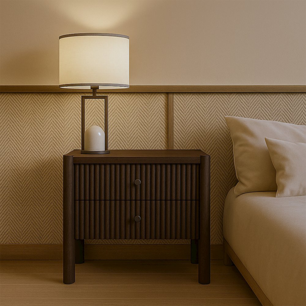 Kivo Walnut Solid Wood Nightstand