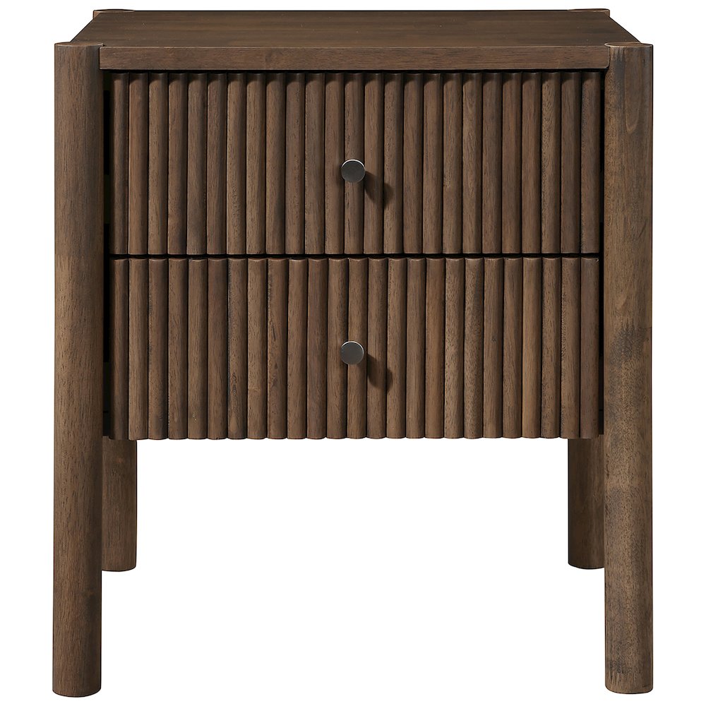 Kivo Walnut Solid Wood Nightstand