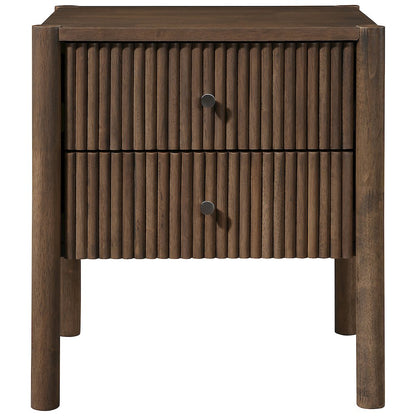 Kivo Walnut Solid Wood Nightstand