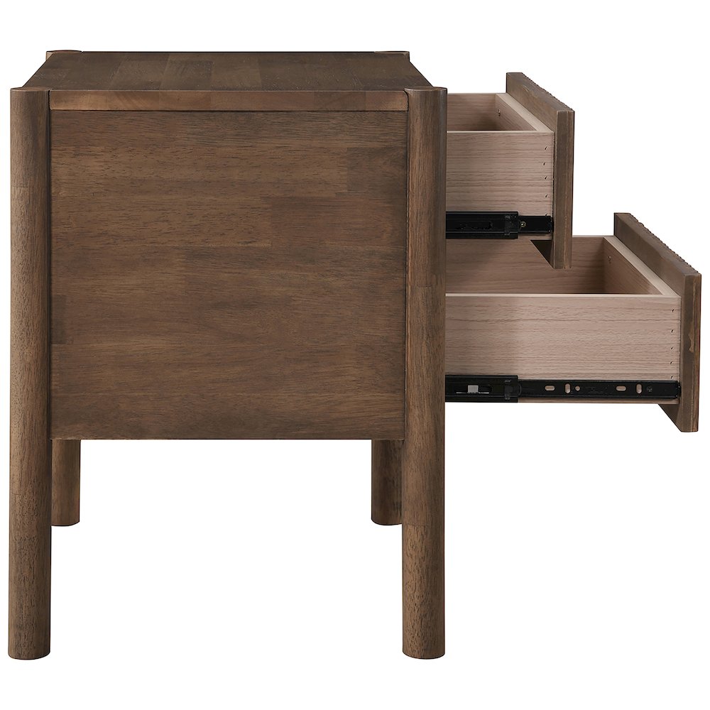 Kivo Walnut Solid Wood Nightstand