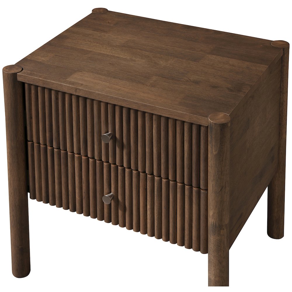 Kivo Walnut Solid Wood Nightstand